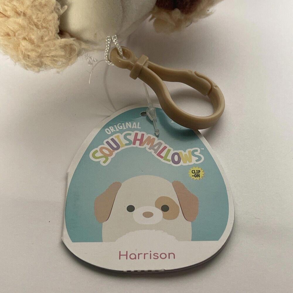 NWT SQUISHMALLOWS HARRISON THE DOG KEY CLIP 3.5” - Picture 3 of 3